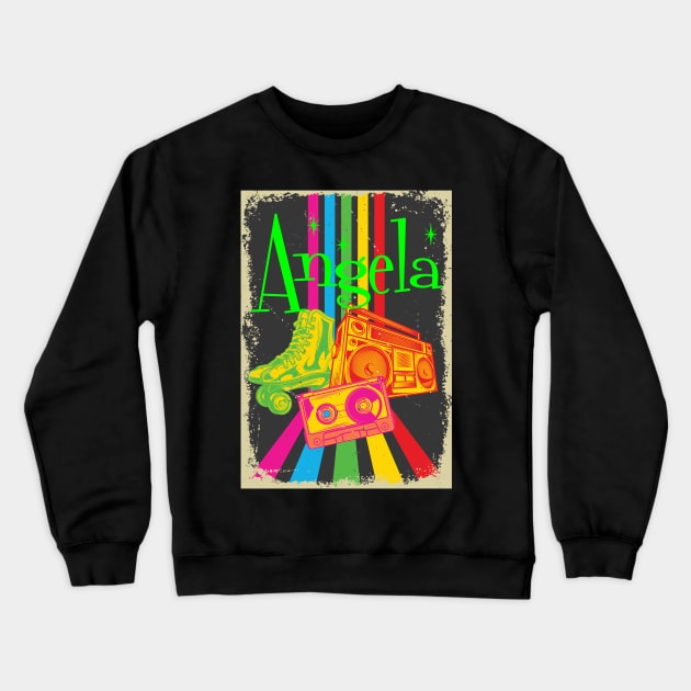 Angela Vintage 80's Skates Boombox Crewneck Sweatshirt by heybert00